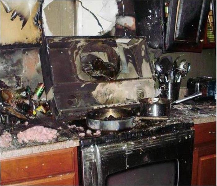 Stove severely damaged by fire
