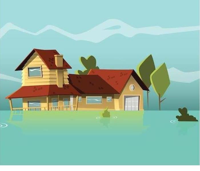 Illustration of flooded home